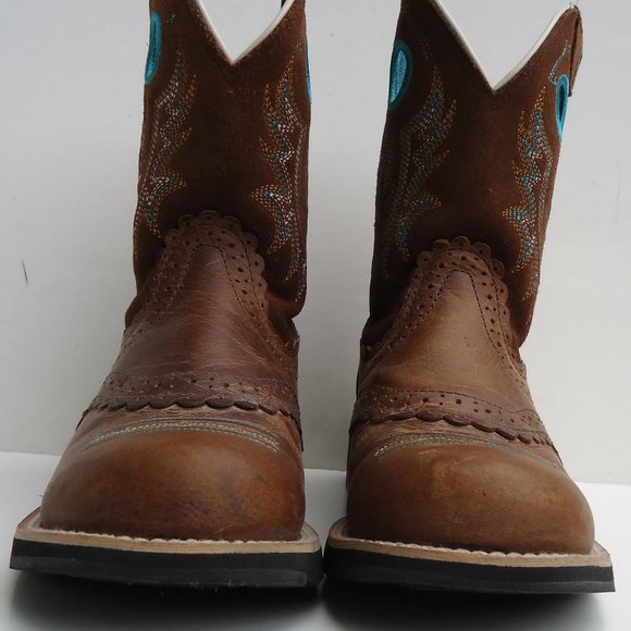 SIZE 7 B. Ariat FatBaby Brown Leather Boots Women's. - Picture 4 of 16